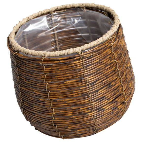 WEUVEB 1Pack Brown Rattan Woven Basket for Kitchen Countertop Fruit and Vegetable Storage