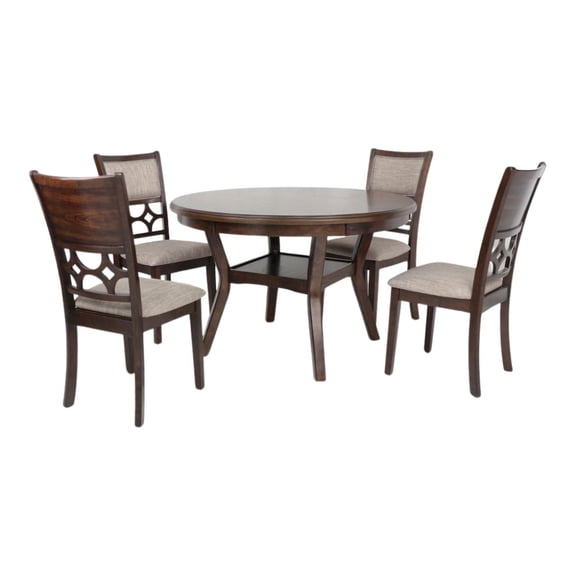 FurniFact Cherry Round Dining Table Set for 4 – Kitchen Table and Chairs Set