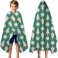 thumbnail image 3 of Green Christmas Tree and Snowflake Pattern Hooded Bath Towel，60"x35" for Ages 3 To 12 Kids, Quick Dry Lightweight Soft Microfiber Hood Beach Towel Cover Up for Kids, 3 of 7