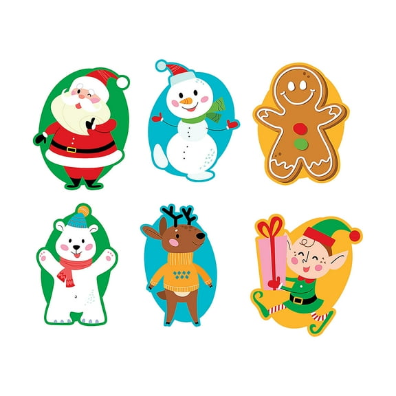 Fun Express 3" Bulk 144 Pieces Christmas Characters Jumbo Vinyl Stickers Assortment