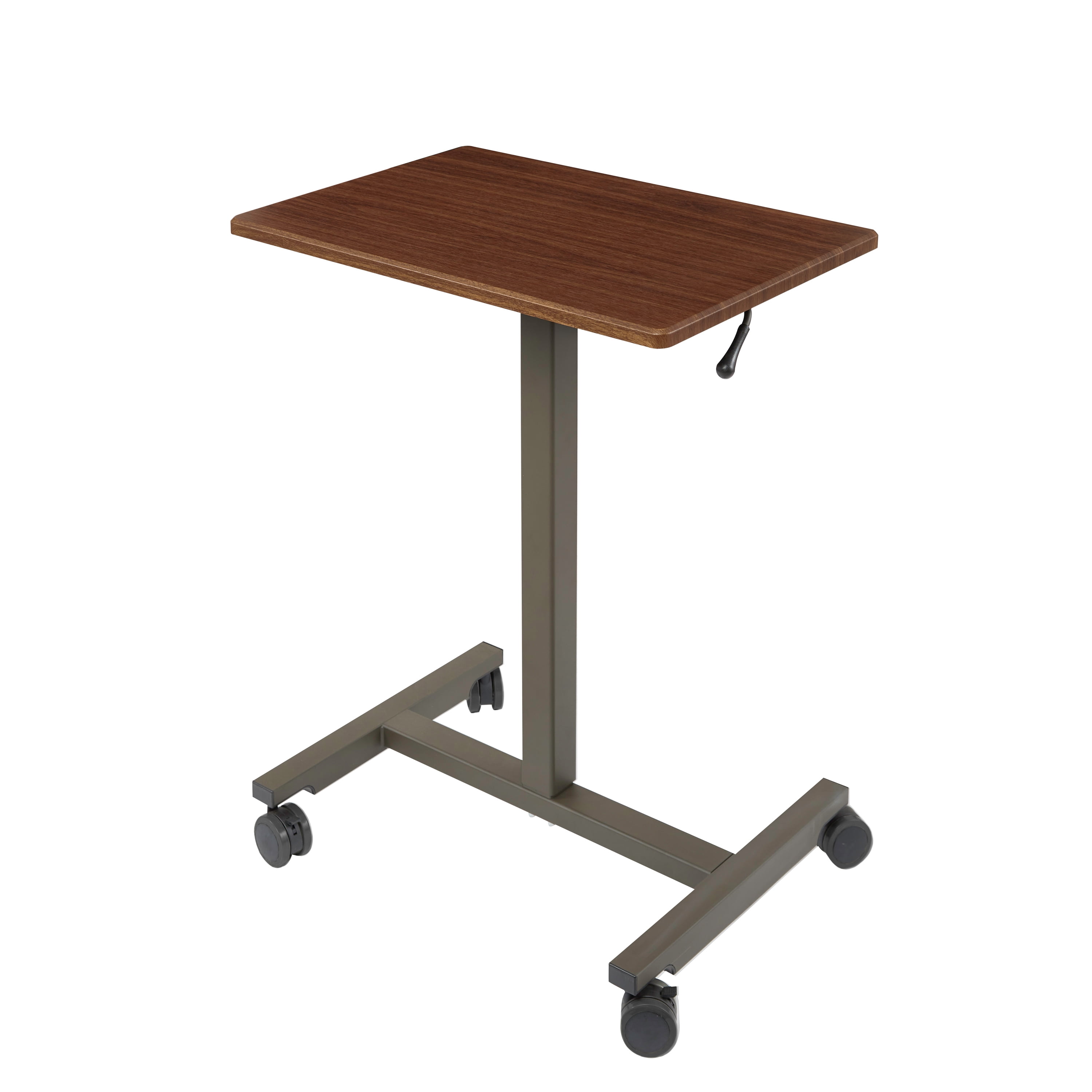 Seville Classics airlift 24.4" Gas-Spring Height Adjustable Sit-Stand Mobile Laptop Computer Desk Cart, 16.9" D x (29.3" to 43.5" H), Maple
