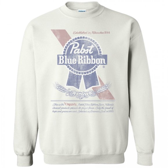 Pabst Blue Ribbon Beer Can Label Crew Sweatshirt-Small