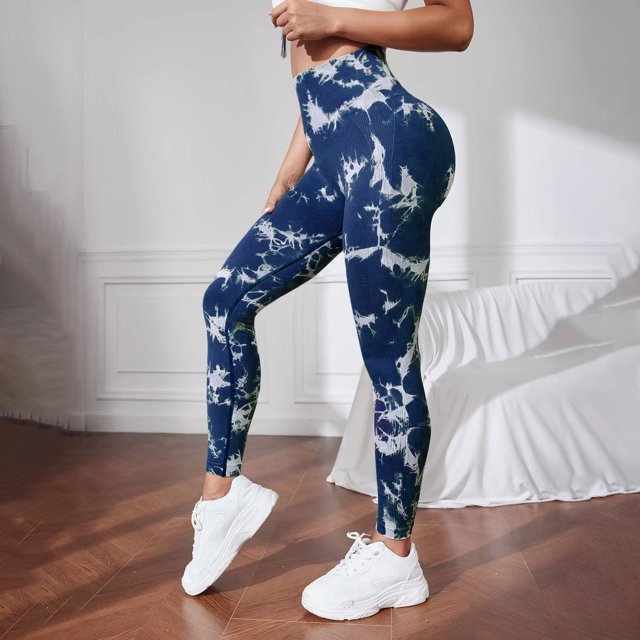 MKLEKYY Pantalones deportivos para mujer, nuevos pantalones de yoga teñidos sin costuras, pantalones ajustados de cintura alta para fitness, mallas para correr color melocotón para mujer