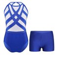 thumbnail image 3 of Miutii Kids Girls Gymnastics Leotard Outfit Sparkly Rhinestones Dance Unitard and Shorts Set Ballet Blue 16, 3 of 9