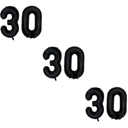 Masteelf 3pcs 40 Inch Black 30 Number Balloons for Birthday Party Decoration Jumbo Foil Balloons for Party Supplies