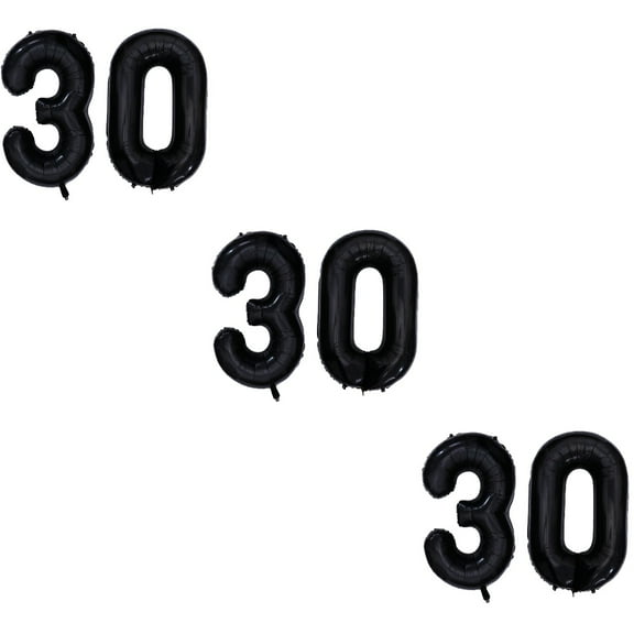 Masteelf 3pcs 40 Inch Black 30 Number Balloons for Birthday Party Decoration Jumbo Foil Balloons for Party Supplies