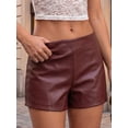 thumbnail image 5 of LMLYSoH Womens Mini PU Leather Shorts Casual Stylish Solid Color Zip Side Mid Rise Shorts for Daily Life Party and More, 5 of 9