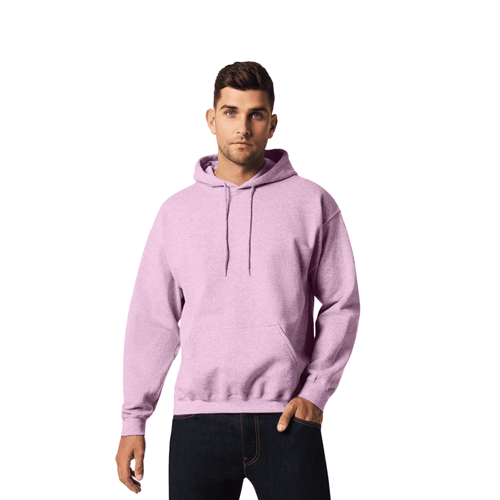 Gildan Men's Hooded Sweatshirt Light Pink with Pocket, Size-2XL - Fleece Cozy Heavy Blend 50/50 Cotton/Polyester | Casual Hoodie, 8 oz