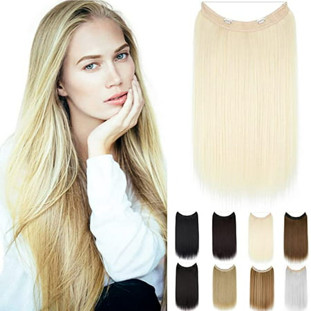 Halo Hair Extensions Straight Invisible Wire Extension Adjustable Fish Line  Clip in Hairpiece 24 Inch for Women Heat-resistant Synthetic Fiber |  Walmart Canada
