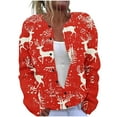 thumbnail image 2 of Cutuoiiu Fall Coats for Women Christmas Printed Cardigan Long Sleeve Pullover Button Casual Jacket Gifts for Women, 2 of 5