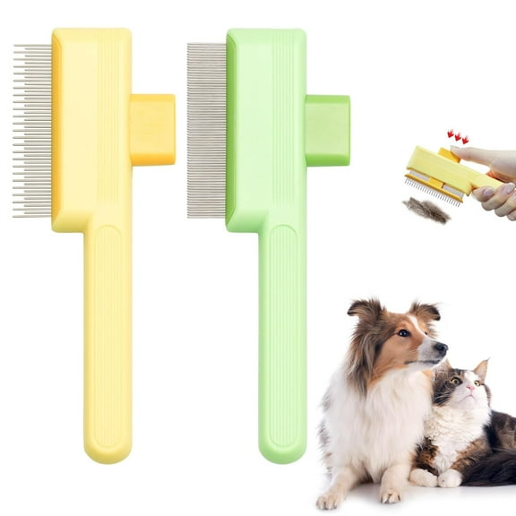 Flea Comb for Dogs and Cats - Self Cleaning Pet Brush with Dense Double-Sided Stainless Steel Teeth for Fleas, Lice, and Shedding, Effective Pet Hair Removal & Grooming Tool(XX)
