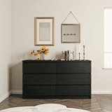 "Kadyn Modern 6 Drawer Dresser, Wood Chest of Drawers, Black, 47.25""x15.75""x27.95" - Walmart.com