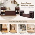 thumbnail image 6 of Aukfa 3pcs Storage Shoe Bench Set with Cushioned Seat, Entryway Organizer with Open Shelves & Cubbies,Espresso, 6 of 7