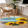 thumbnail image 4 of Spring Sunflowers Round Area Rug 3Ft Washable Small Circle Rugs for Kitchen Entryway, Yellow Floral Turquoise Farmhouse Wood Grain Non-Slip Carpet Floor Mats Indoor Outdoor Carpet Runner Home Decor, 4 of 8