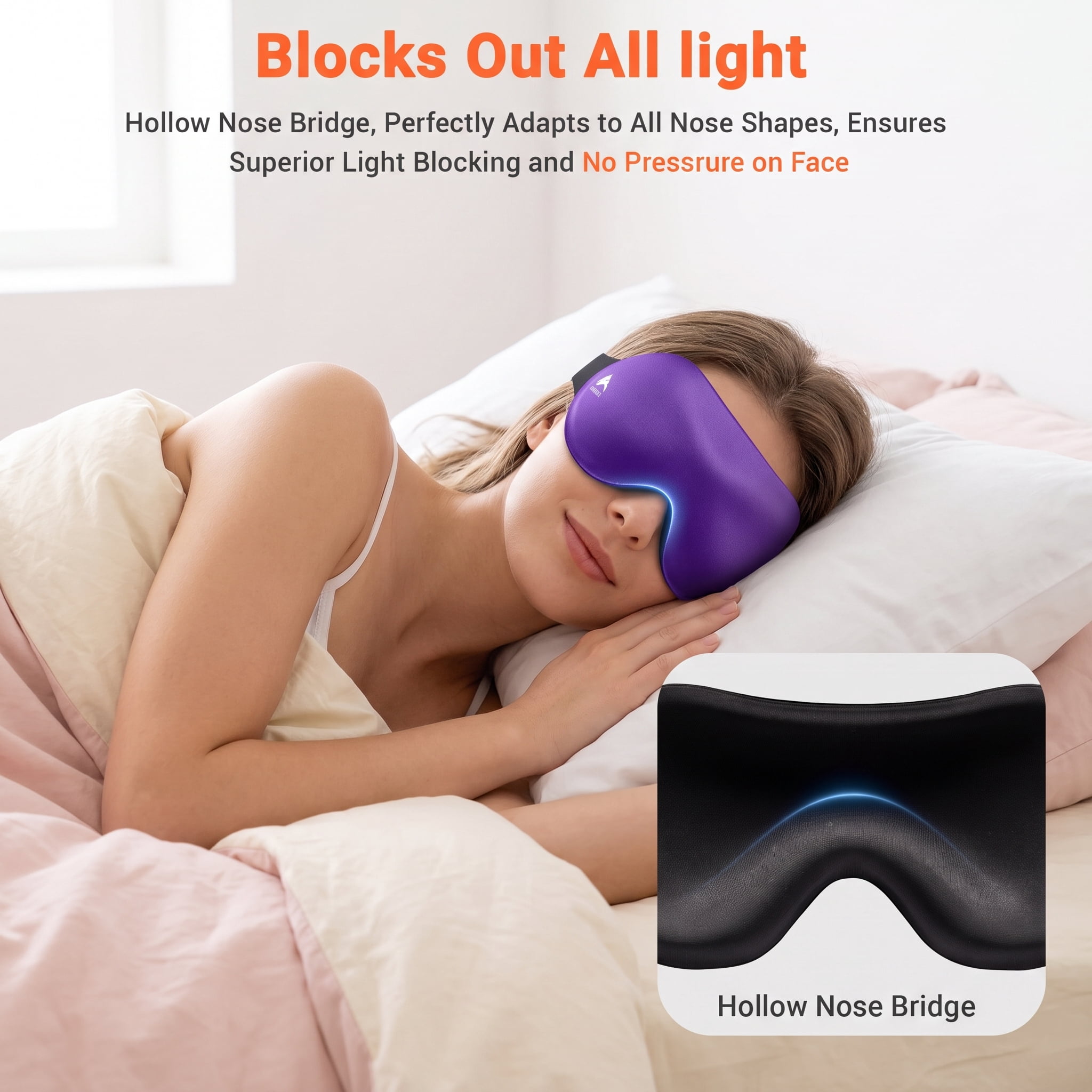 3 Pack Blackout Sleep Masks for Women and Men, 3D Contoured Eye Mask with No Eye Pressure, Lash-Friendly Adjustable Sleep Mask for Side Sleepers, Travel, Naps, Shift Work