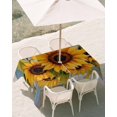 thumbnail image 3 of 60x84 Inch Outdoor Tablecloth with Umbrella Hole Zipper Rectangle Sunflower Rectangular Tablecloths Outside Waterproof Modern Oil Painting Summer Botanical Patio Table Cloth Cover for Picnic Party, 3 of 8