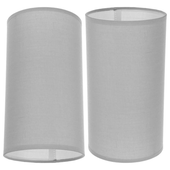 WEAVILUX Cylinder Lamp Shade Linen 2Pcs Grey For Hotel Rooms