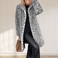 thumbnail image 2 of Women's Faux Fur Leopard Coat Winter Fall Lapel Collar FuzzyFur--Open Front Fleece Fur Jackets, 2 of 9