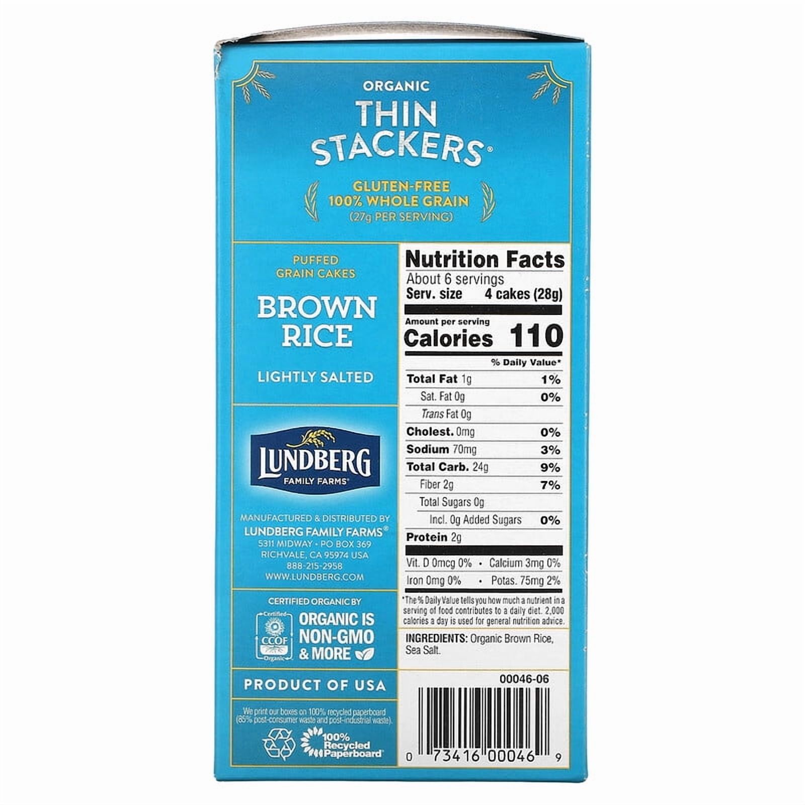 Lundberg Organic Thin Stackers™ Brown Rice Cakes Lightly Salted 6 oz Pack of 2