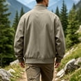 thumbnail image 4 of Jessboyy Mens Bomber Jackets Fall Winter Midweight Stand Collar Zip up Jacket Work Trendy Casual Windbreaker Jackets Army Green,XL, 4 of 9