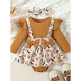 thumbnail image 4 of FOCUSNORM Barboteuse pour Bébés Filles Robe Papillon/citrouille/fleur Imprimé Manches Longues Combinaisons et Ensemble de Bandeau Mignon pour Tout-Petit, 4 of 9