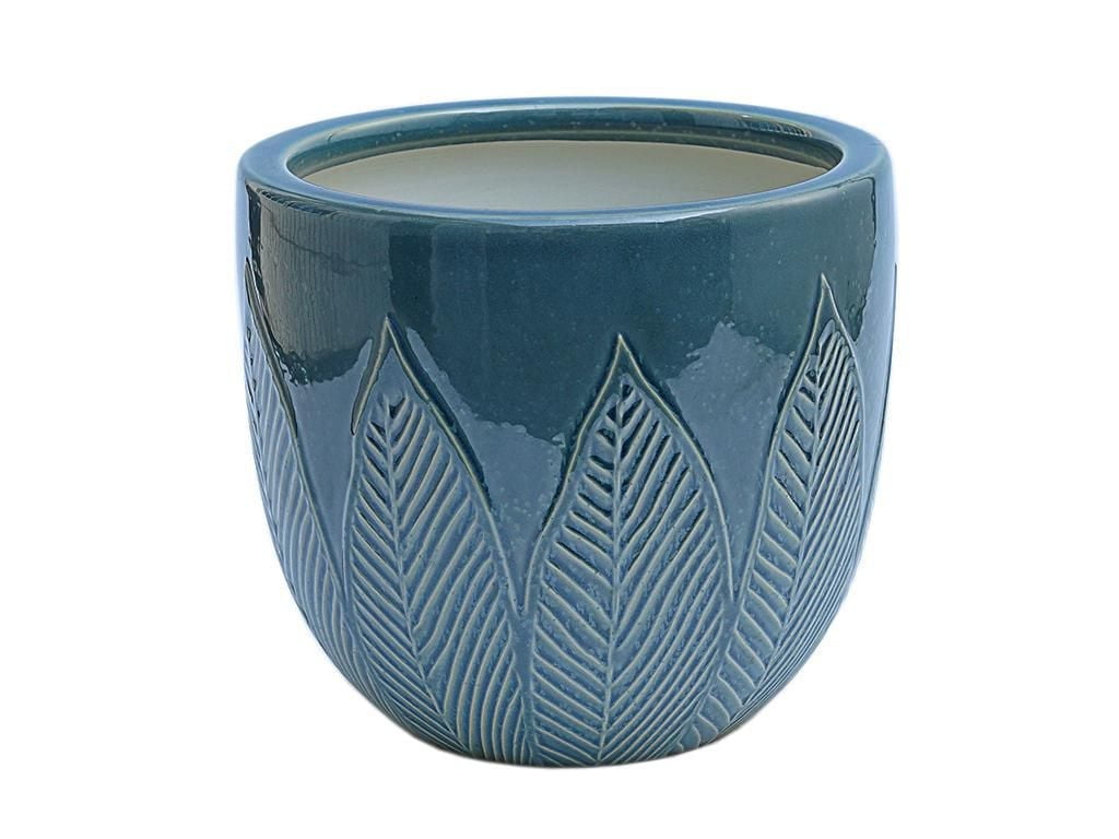 8IN LEAF PLANTER GRN, Flower pot