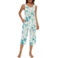 thumbnail image 2 of LEKDFST Womens Sleeveless Pajama Sets 2 Piece Sleepwear Summer Lounge Outfits Tanks Capri Pants Ladies Pjs Light Blue XL, 2 of 9