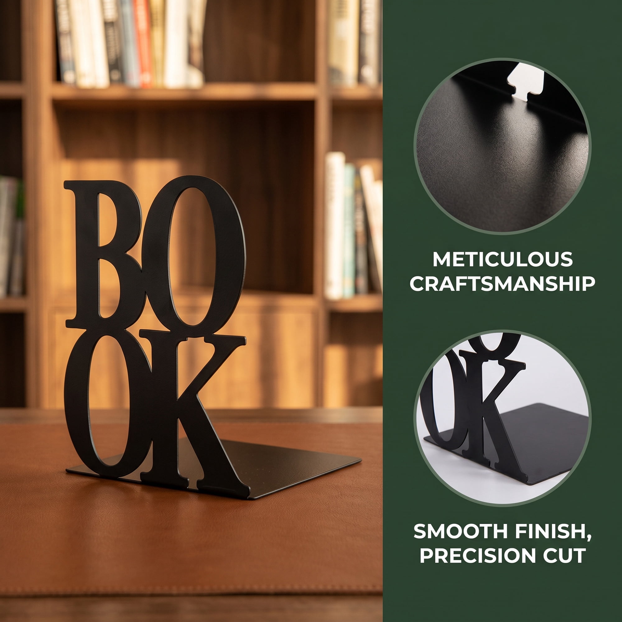 Unique Bargains Modern Geometric Metal Bookends for Office Black Style A 4.7"x4.7"x5.5"