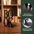 thumbnail image 2 of Unique Bargains Modern Geometric Metal Bookends for Office Black Style A 4.7"x4.7"x5.5", 2 of 5