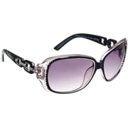 Southpole Women's 1017SP Rhinestone UV400 Protective Rectangular Fashion Sunglasses, 62mm