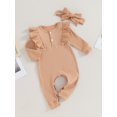 thumbnail image 3 of Bagilaanoe Baby Girl Fall Jumpsuits Newborn Long Sleeve Bodysuit + Headband 3M 6M 9M 12M 18M Infant Casual One Piece Romper, 3 of 8