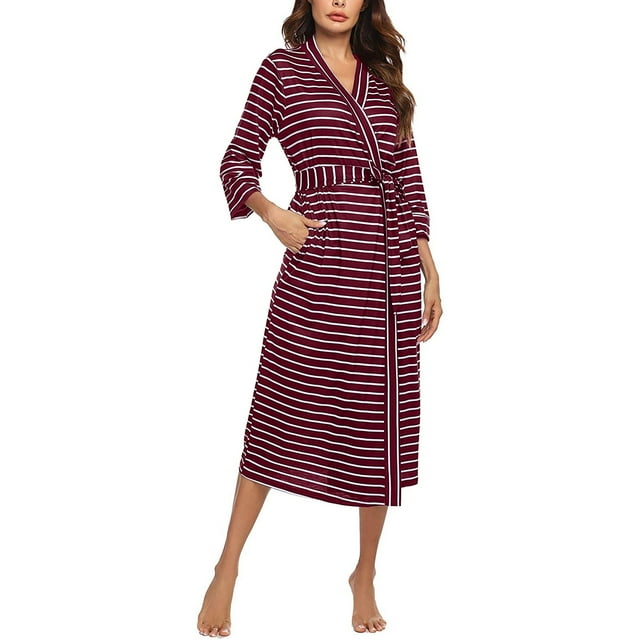 Mode d'Été pour Femmes Trois Quarts Col en V Pyjama Mi-Mollet + Ceintures
