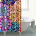 thumbnail image 4 of Boho Floral Shower Curtain 72x72 Inches - Tropical Leaves, Vintage Botanical Print, Waterproof Fabric for Chic Bathroom Decor, Modern Farmhouse & Bohemian Style, 4 of 4