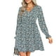 thumbnail image 2 of Vestido floral NikouMX Vestido floral de manga larga para mujer Cuello en V Meticulosamente diseñado, 2 of 6