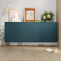 Boyel Living 4-Door Buffets Sideboards Gold Metal Handle Sideboard Buffet Cabinet for Dining Living Room Bedroom-Green
