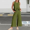 thumbnail image 2 of GILIGEGE 2 Piece Sets for Women Summer Women's Two Piece Set Cropped T Shirt & Elastic Waist Long Pants Summer Beach Vacation Outfits Lounge Tracksuits Mint Green M, 2 of 8