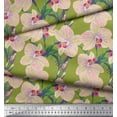 thumbnail image 2 of Soimoi Polyester Crepe Fabric Leaves & Orchids Floral Print Sewing Fabric Yard 52 Inch Wide, 2 of 3