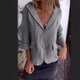 thumbnail image 4 of 2024 Spring New Artistic plus size Loose Solid Color Button Suit Collar Cotton Linen Small Suit Suit Jacket Women, 4 of 7