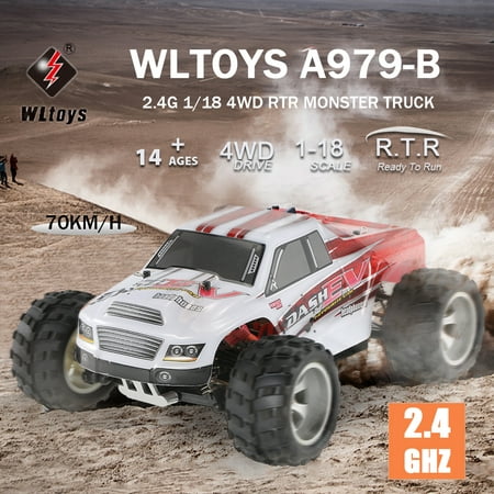 WLtoys A979-B 2.4G 1/18 Scale 4WD 70KM/h High Speed Electric RTR Monster Truck RC (Best Electric Rc Truck For The Money)