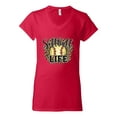 thumbnail image 3 of Softball Life Animal Print Girl Sports Womenâ€™s Standard V-Neck Tee, Red, X-Large, 3 of 5