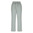 thumbnail image 7 of THDHVS Linen Pants Women,Casual Pants for Women,Summer Fall Pull On Pants for Women with Pockets Elastic Waist Cropped Work Pants Gray S, 7 of 7