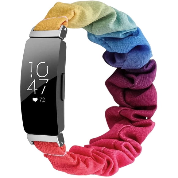 Scrunchies Compatible with Fitbit Inspire 2 Bands/Inspire HR Band/Inspire, Women Soft Elastic Cloth Pattern Printed Fabric Wristbands Replacement for Fitbit Inspire