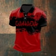 thumbnail image 2 of Holiday Shirt for Men Maple Leaf Slim Fit Chest Pocket Canadian Print Mens Summer Polos,Black,5XL, 2 of 3