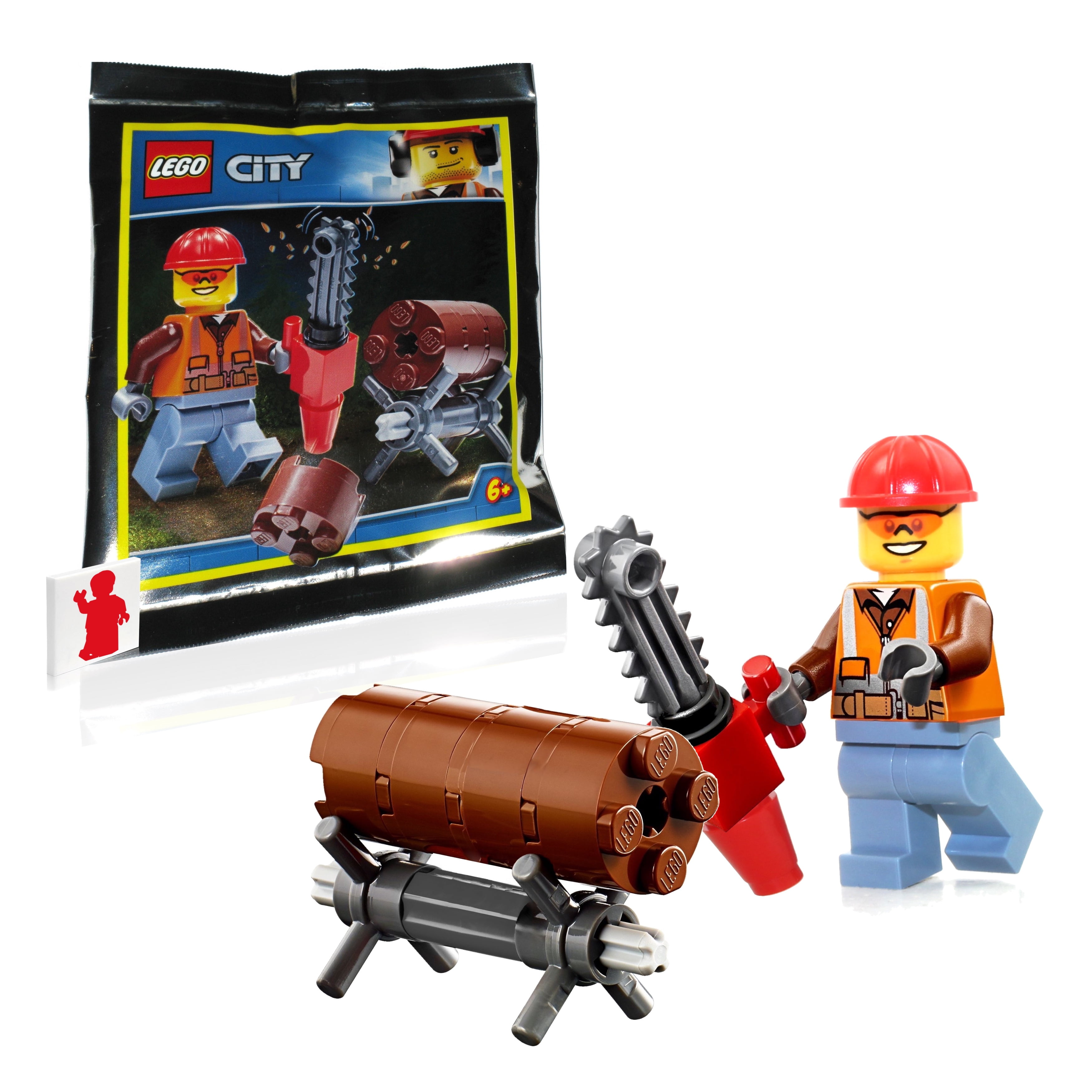 LEGO Chainsaw Power Tool & Oil Can & Logs Minifigure Accessories Garden 