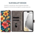 thumbnail image 3 of Colorful Painted Wallet Phone Case for iPhone 15 Pro Max 6.7" , PU Leather Flip Folio Cover With Card Slots, Magnetic Closure, Kickstand, Shockproof Protective Phone Case,Hibiscus, 3 of 10