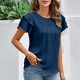 thumbnail image 5 of Lixiuxyad Women Dressy Casual Tops Business Work Blouses Summer Shirts Short Sleeve Crew Neck Trendy Flowy,Blue L, 5 of 7