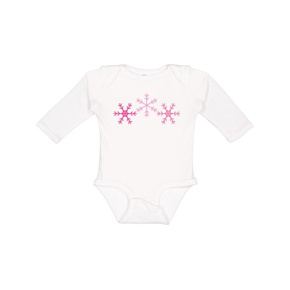 Inktastic Pink Snowflakes Boys or Girls Long Sleeve Baby Bodysuit