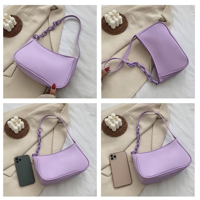 Mujer Pu Cuero Color Sólido Cadena Bolso Casual Mujer Bolsos De Hombro Cadena Axila Bolsa Para Fiesta Club Nocturno Eigraketly AP007258-04