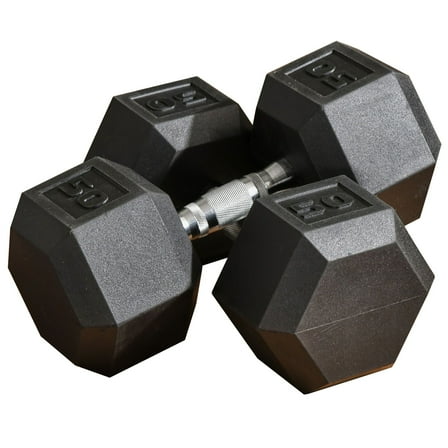 2 x 50lbs Hex Dumbbell Set of 2, Rubber Weights Exercise Fitness Dumbbell with Non-Slip Handles, Anti-roll, for Home Gym Workout