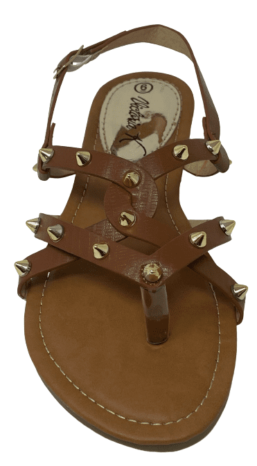 Victoria K Women's Eyelets Grommet Criss Cross Faux Snake Skin Strap Sandals
